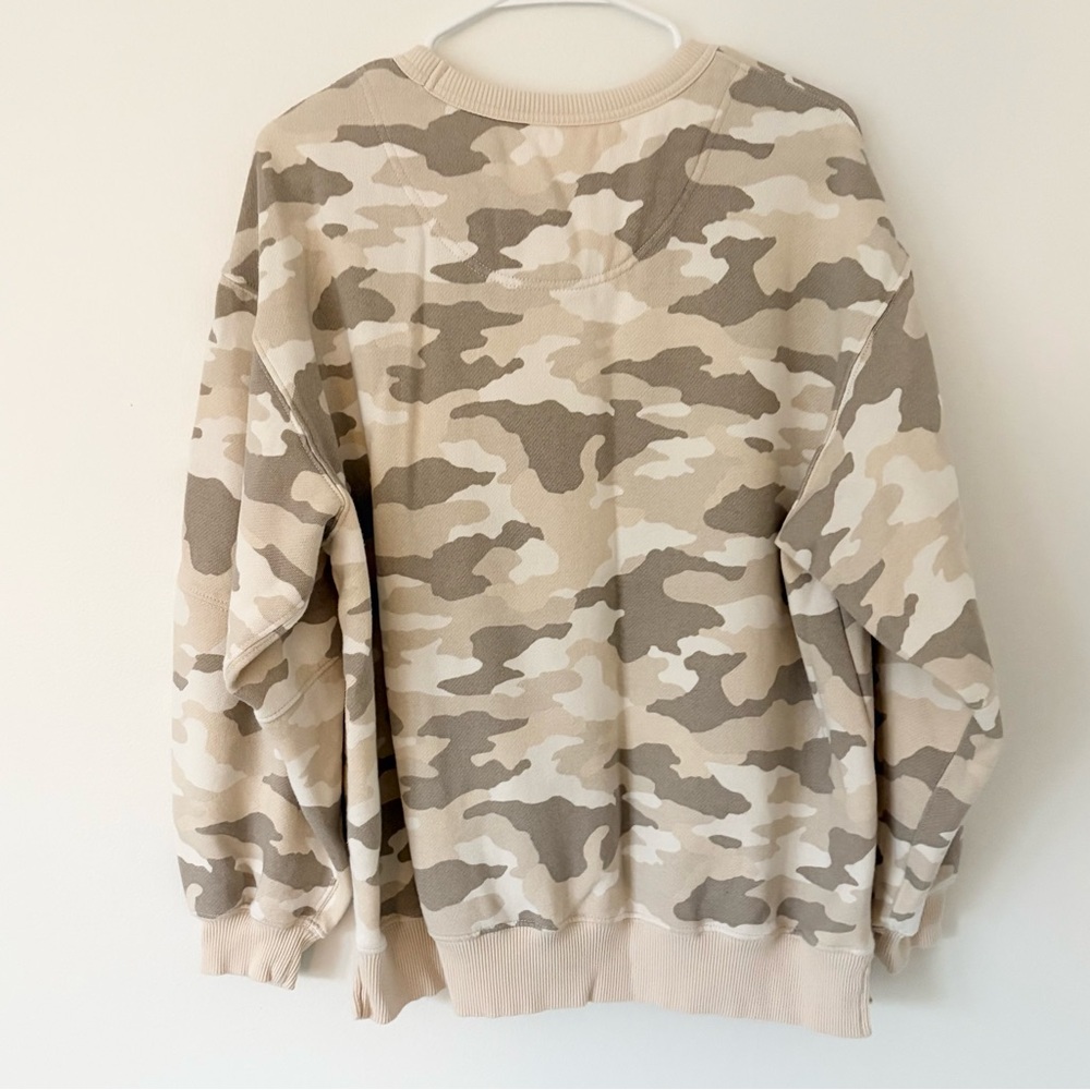 Aerie Tres Chic Sand Camouflage Oversized Crewneck Pullover Sweater Size XS - Picture 8 of 10